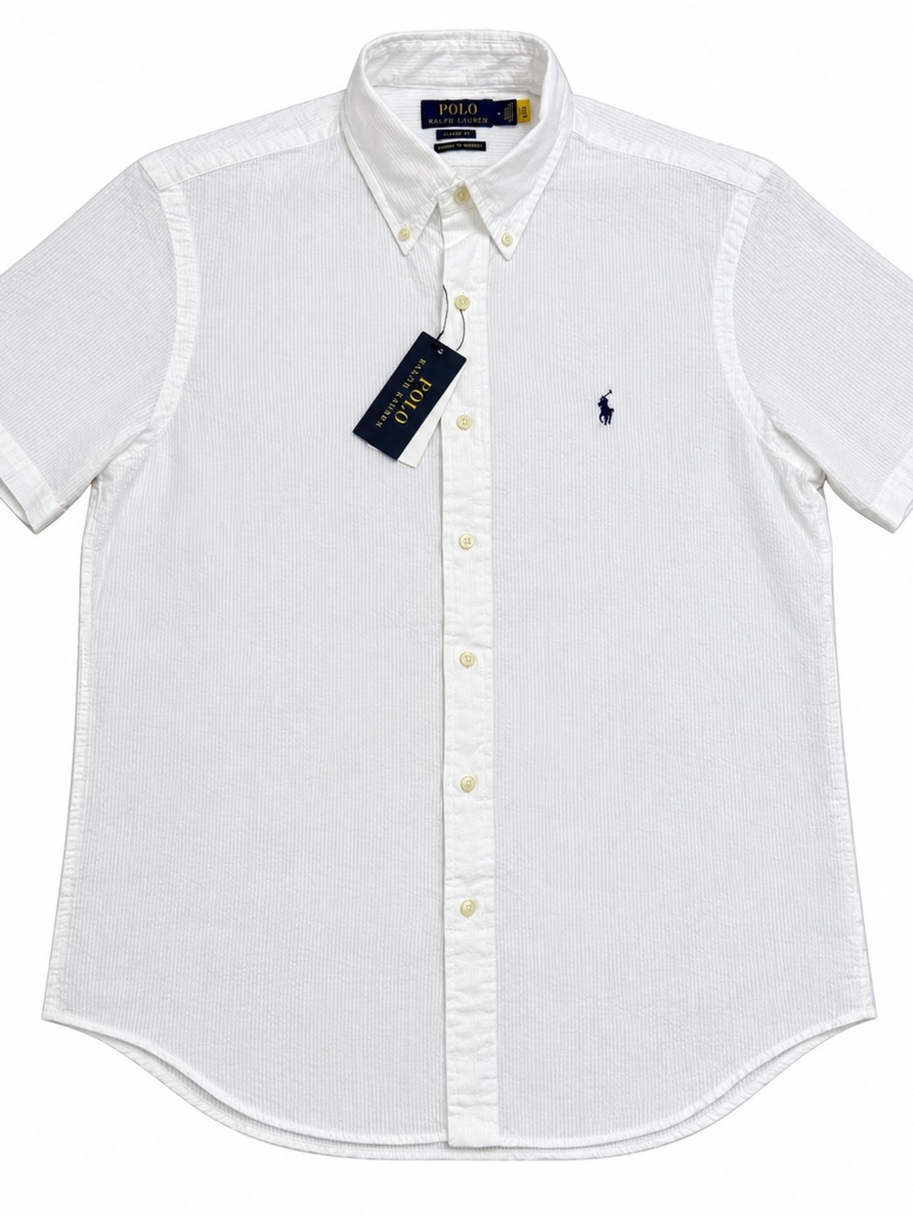 Polo by Ralph Lauren White Short-Sleeve Button-Down with Navy Pony